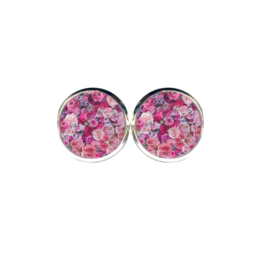 Pink Roses Earrings - Picture 1 of 6